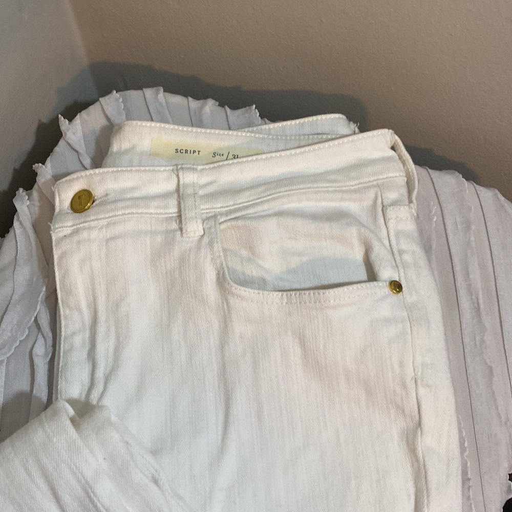 Sold! Anthropology Cream colored Denim